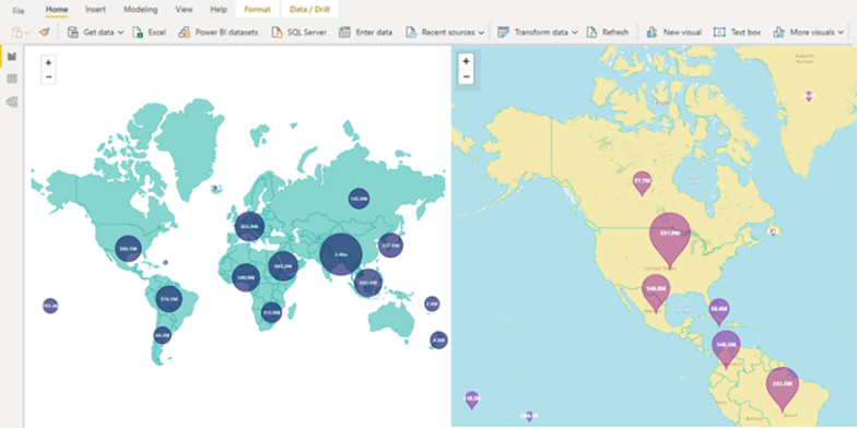 drill down map pro power bi